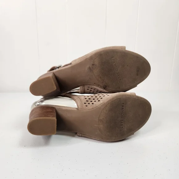 Franco Sarto Mandi 2 Beige Suede Leather Open Toe Heel Slingback Shoes Size 7.5 - Picture 9 of 11